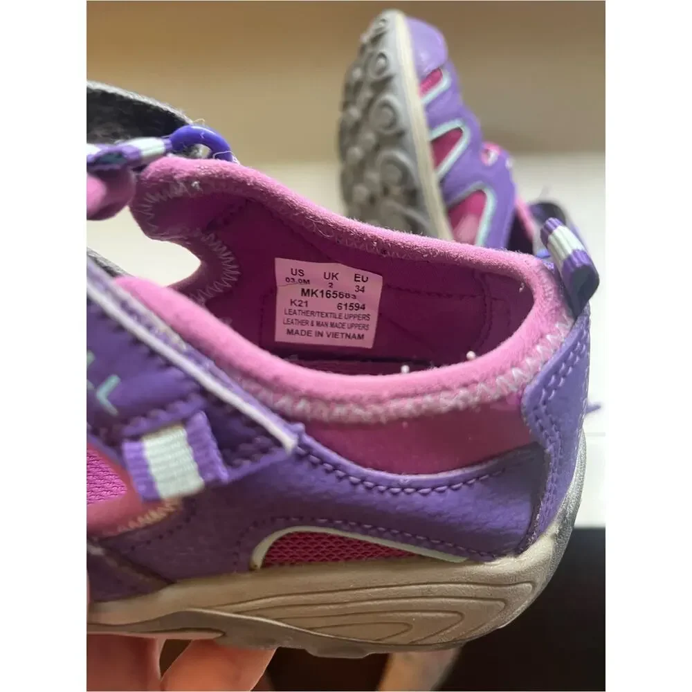 Kids Merrell Hydro H20 Hiking Water Closed Toe Sandals Girls Size 3 Pink Purple